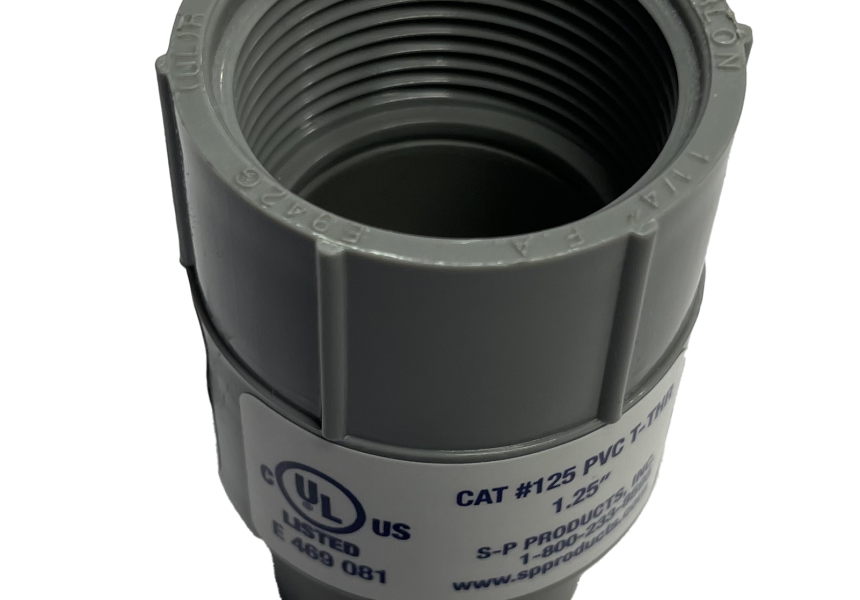 PVC Tapered to Threaded Transition Couplings to PVC Conduits Exiting Concrete Slab For SCH40 or 80 PVC